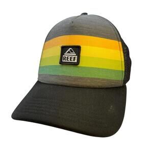 REEF  Snapback Cap Hat One Size Surfing Casual Black Mesh Lightweight Multicolor